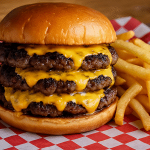 triple smash burger , low calorie , high protein